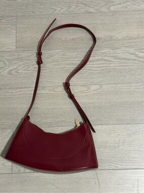 Charles & Keith Burgundy Crossbody Bag with Gold Accent
